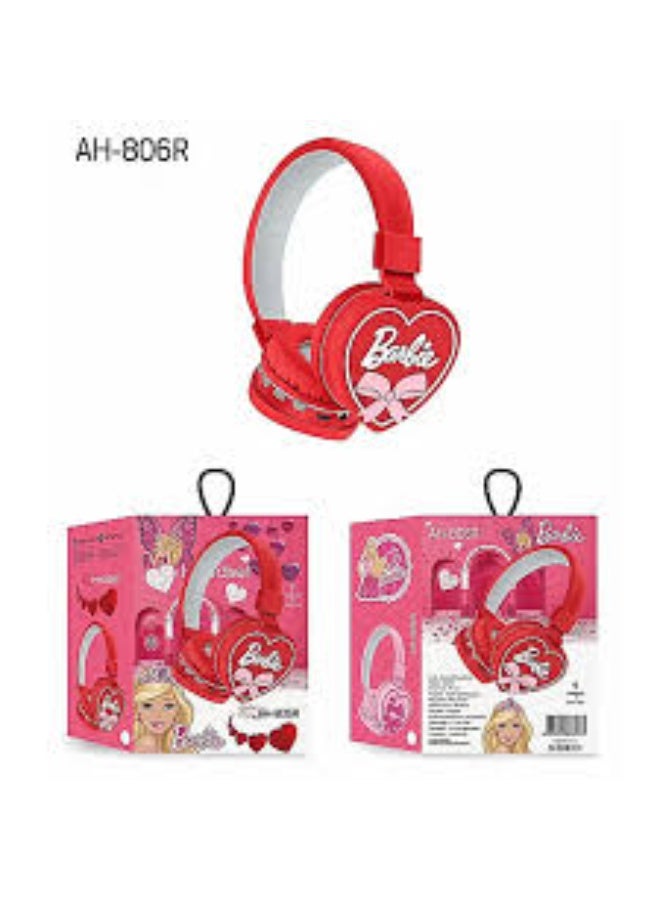 Barbie-themed wireless Bluetooth headphones for kids, foldable, high-quality stereo sound, long-lasting battery, with microphone and 3.5mm AUX input. - Image 1