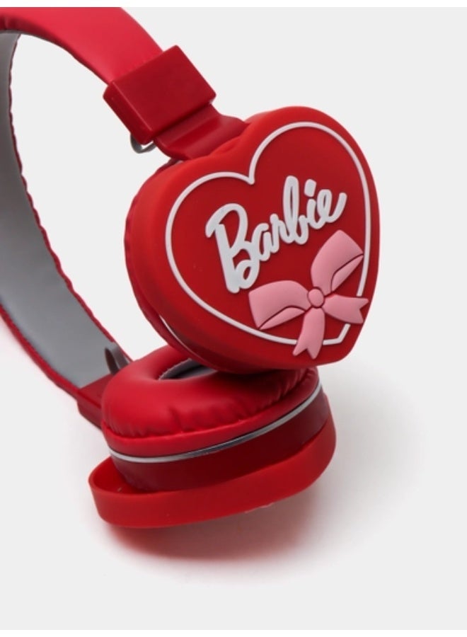 Barbie-themed wireless Bluetooth headphones for kids, foldable, high-quality stereo sound, long-lasting battery, with microphone and 3.5mm AUX input. - Image 3
