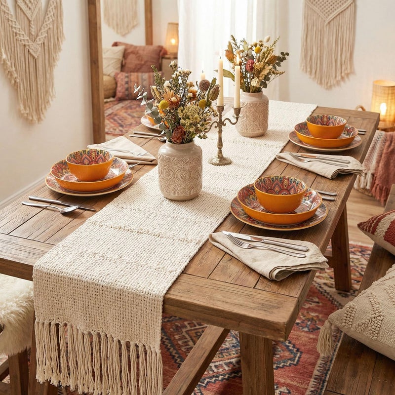 YA JU Mandala Dinnerware Sets (12 Pcs) Serves 4, Buffet Dinnerware, Boho Plates and Bowls Dish Set with 8" salad Plate 8" Dessert Plate 4.8" bowl, apply Casual dining Indoor Outdoor Dining Party - Image 3