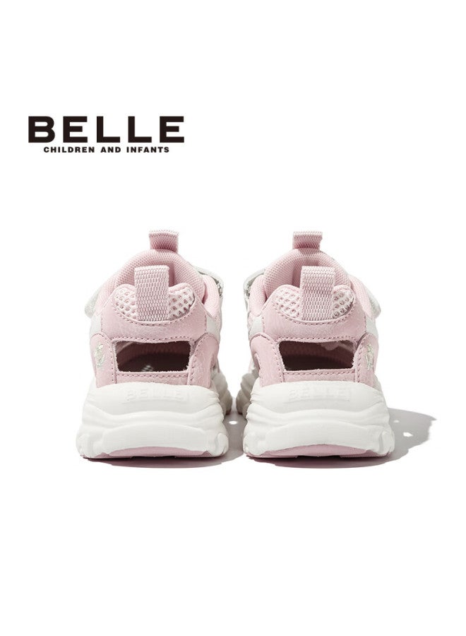 Belle Kids Mesh Sports Shoes Breathable Running Shoes Spring Autumn Dad Sneakers Casual White Shoes Pink Size 30 - Image 3