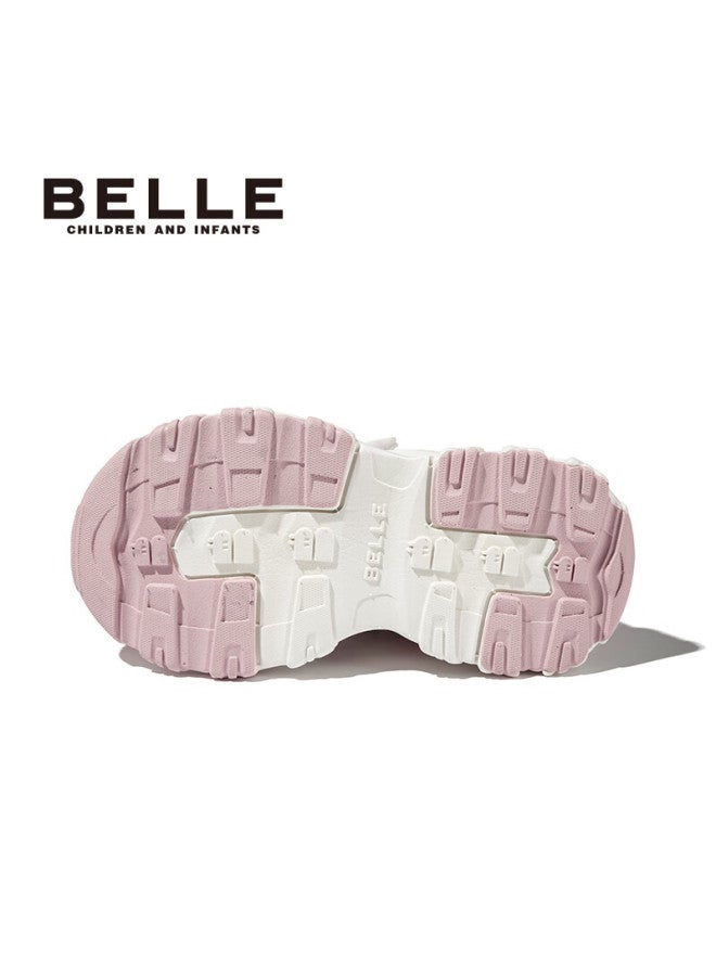 Belle Kids Mesh Sports Shoes Breathable Running Shoes Spring Autumn Dad Sneakers Casual White Shoes Pink Size 30 - Image 4