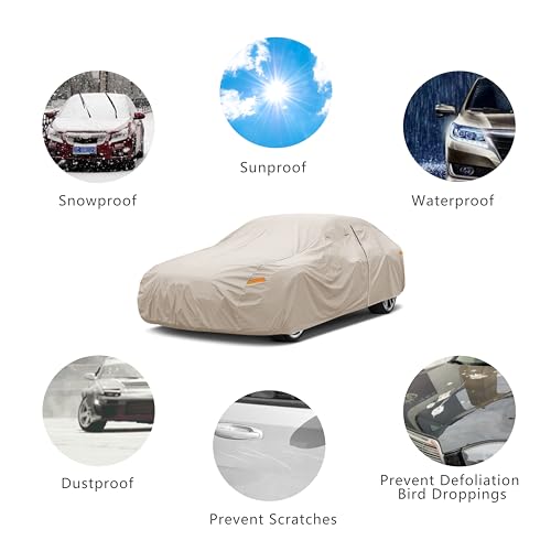 JURMON Heavy Duty Outdoor Car Cover Custom Fit for Accord,Windproof All Weather Waterproof Sun Rain UV Dust Snow Protection Outdoor Car Covers - Image 4