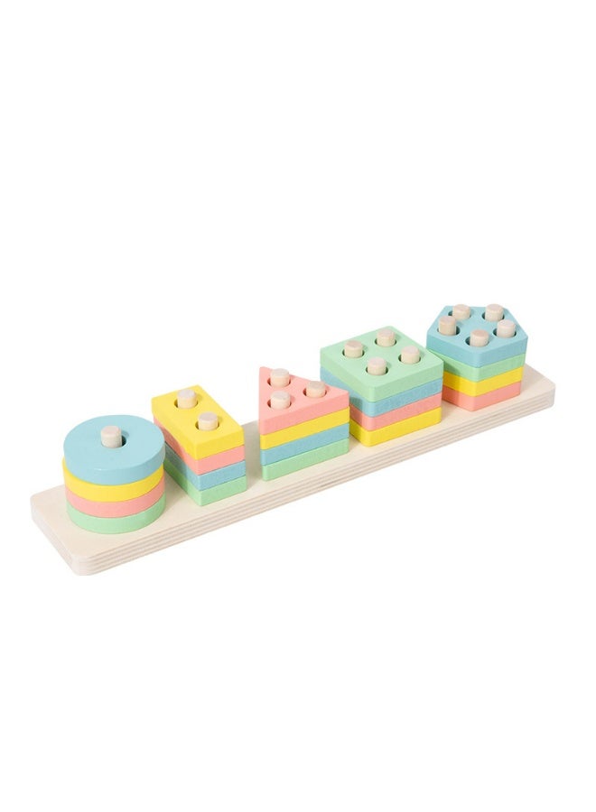 A geometric educational toy designed for children under 6 years old, containing 21 detachable geometric building blocks with a size of 29x6x6 cm, helping children learn geometric shapes and spatial concepts.  - Image 1