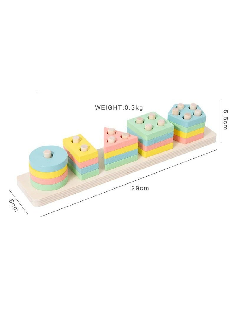 A geometric educational toy designed for children under 6 years old, containing 21 detachable geometric building blocks with a size of 29x6x6 cm, helping children learn geometric shapes and spatial concepts.  - Image 3