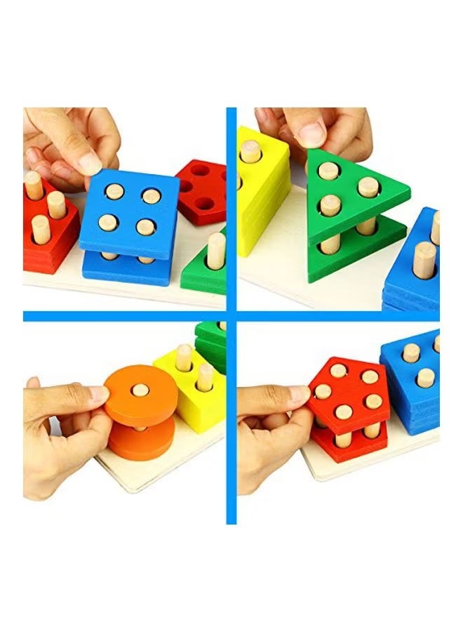 لعاب مونتيسوري خشبية تعليمية للأطفال الصغار، 21 قطعة من مكعبات وأشكال هندسية قابلة للفك (29×6×6 سم)، ألغاز تعليمية للأطفال من عمر 1 إلى 6 سنوات، هدايا تنمية مبكرة للأولاد والبنات - Image 4