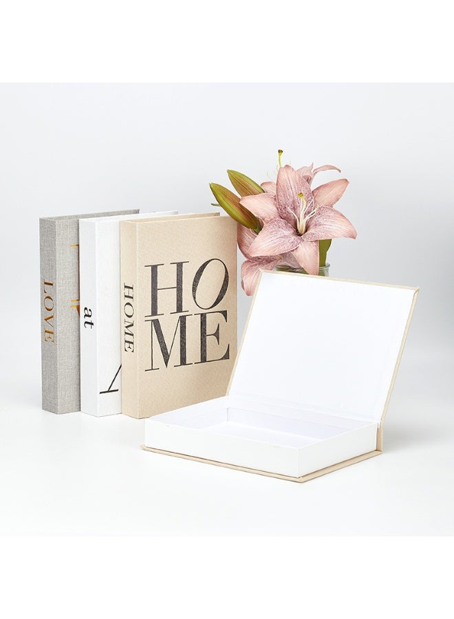 نهر قو 3 صناديق تخزين كتب مزينة بالكتان مغناطيسية، مجموعة كتب عصرية حديثة، ديكور منزلي مجلد، كومة كتب وهمية للمكتب، البار، طاولة القهوة، خزانة كتب نمط المزرعة الريفية - Image 2