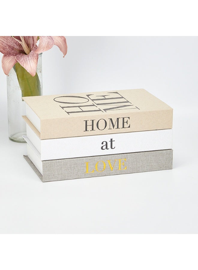 نهر قو 3 صناديق تخزين كتب مزينة بالكتان مغناطيسية، مجموعة كتب عصرية حديثة، ديكور منزلي مجلد، كومة كتب وهمية للمكتب، البار، طاولة القهوة، خزانة كتب نمط المزرعة الريفية - Image 3