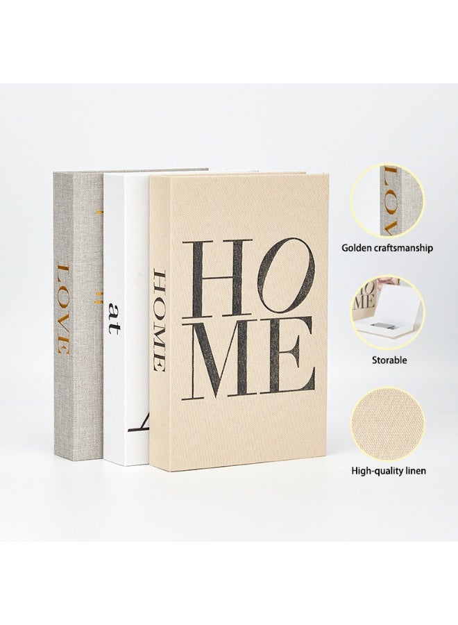 نهر قو 3 صناديق تخزين كتب مزينة بالكتان مغناطيسية، مجموعة كتب عصرية حديثة، ديكور منزلي مجلد، كومة كتب وهمية للمكتب، البار، طاولة القهوة، خزانة كتب نمط المزرعة الريفية - Image 5