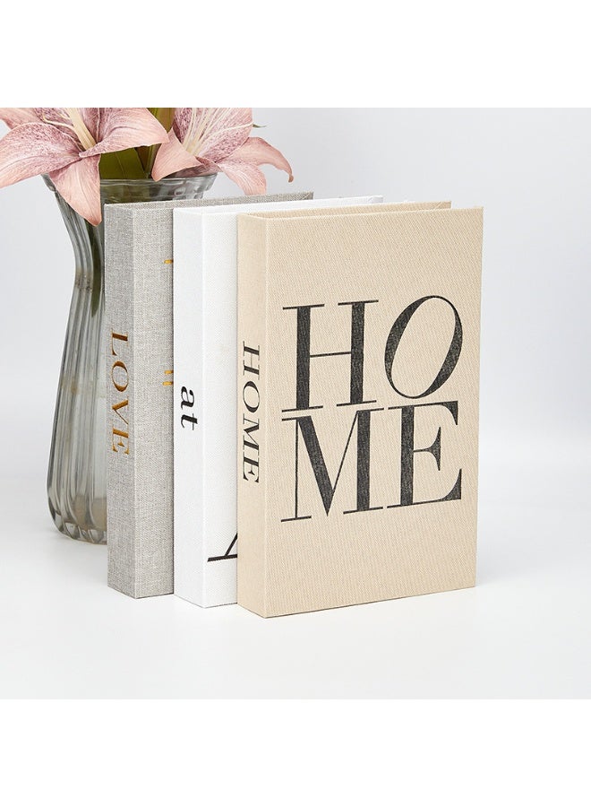 نهر قو 3 صناديق تخزين كتب مزينة بالكتان مغناطيسية، مجموعة كتب عصرية حديثة، ديكور منزلي مجلد، كومة كتب وهمية للمكتب، البار، طاولة القهوة، خزانة كتب نمط المزرعة الريفية - Image 1