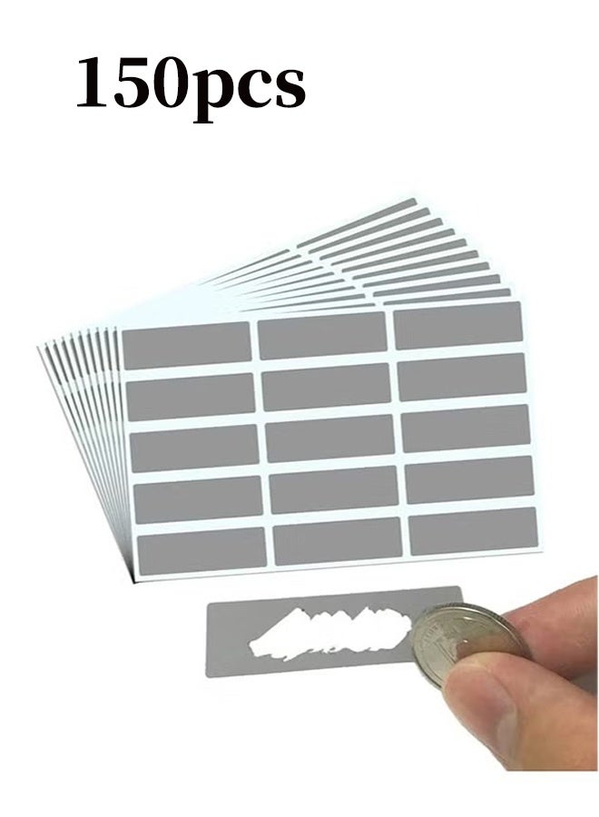 YJ 150PCS(10Sheets) Scratch Off Stickers Labels - Rectangle, Gray, 48mm x 15mm Self-Adhesive Easy to Peel and Stick for DIY Wedding Party Games Fundraisers Promotions - Image 1