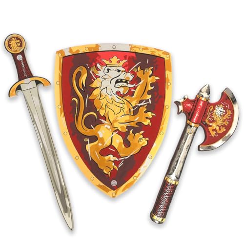 Liontouch Noble Knight Set for Kids Foam Sword Shield Red Includes Battle Axe Medieval Costume Accessories for Playfighting Safe Pretend Play Toy Weapons for Boys Girls Ages 38 - Image 1