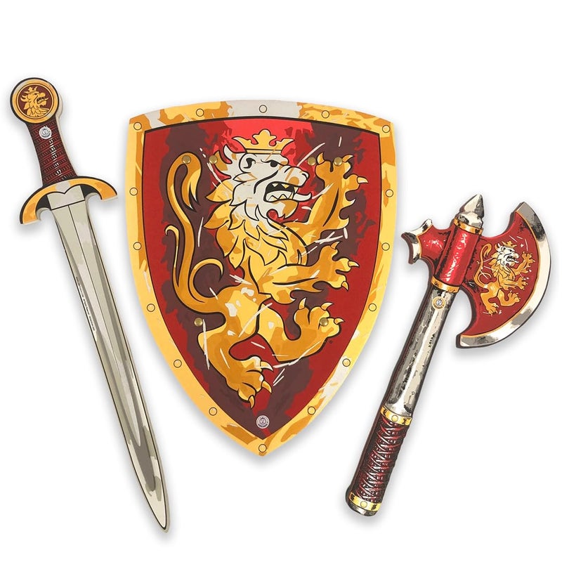 Liontouch Noble Knight Set for Kids Foam Sword Shield Red Includes Battle Axe Medieval Costume Accessories for Playfighting Safe Pretend Play Toy Weapons for Boys Girls Ages 38 - Image 2