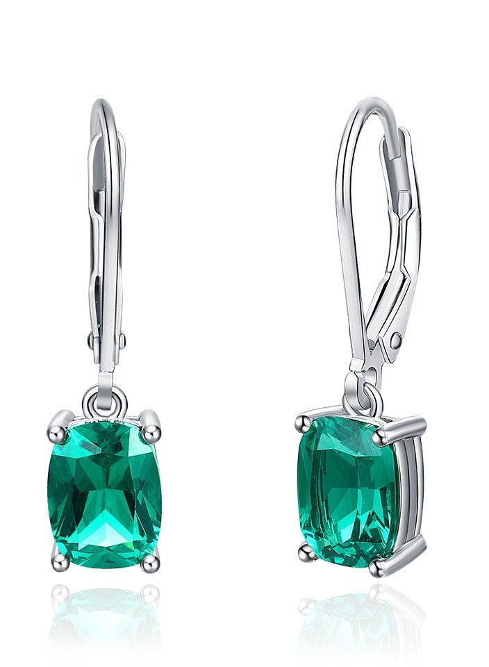 YL 925 Sterling Silver Green Zircon Drop Earrings Lever Back Jewelry