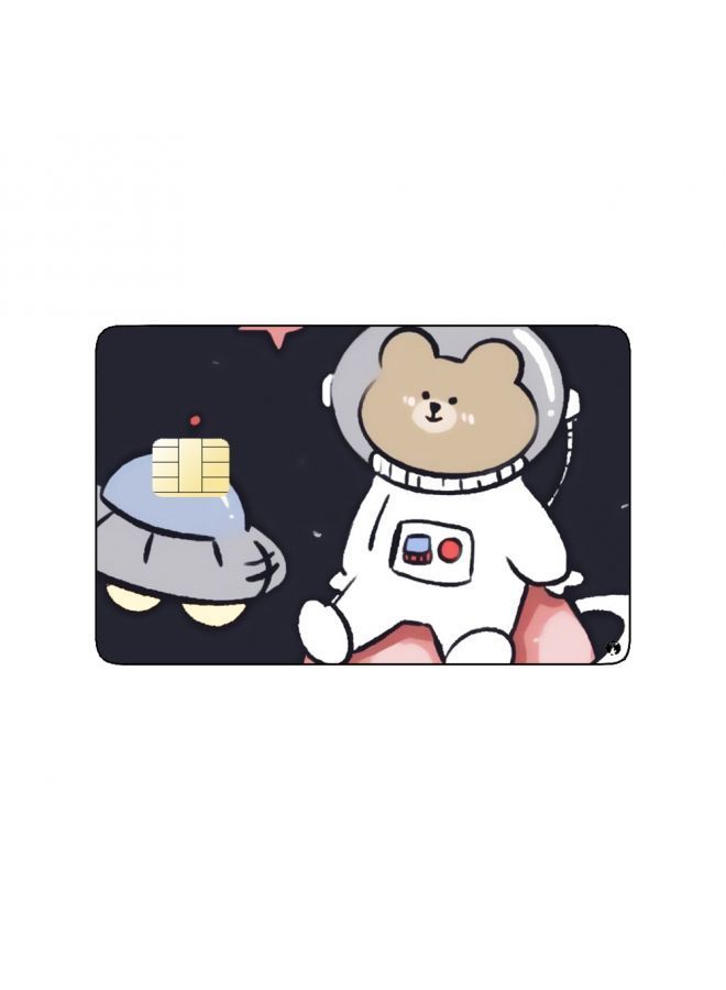 RKN PRINTED BANK CARD STICKER Cute Astronaut Teddy Bear Drawing In Space - Image 1
