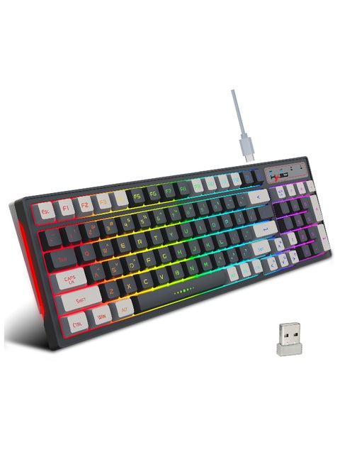L900  Gaming Keyboard RGB Backlit Two Color Injection Molding Keycap Gray And White Color Matching 2.4G Wireless Keyboard
