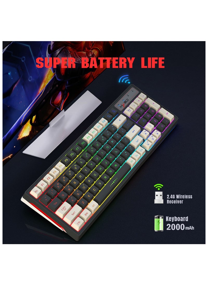 HXSJ L900  Gaming Keyboard RGB Backlit Two Color Injection Molding Keycap Gray And White Color Matching 2.4G Wireless Keyboard  - Image 4