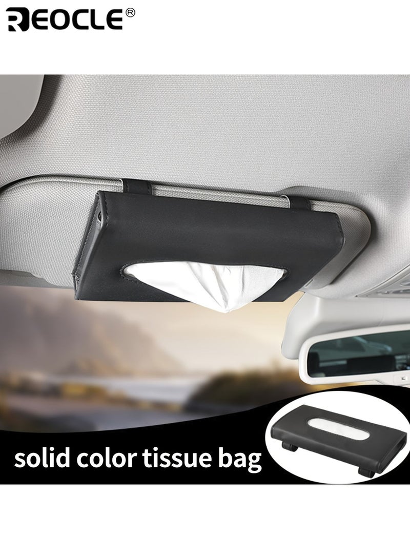 REOCLE Paper Organizer for Sun Visor Car Tissue Box with Magic Strips Easy to Dispense and Install  Durable PU Leather Material The Interior Aesthetics Essential for Various Vehicle Types - Image 2