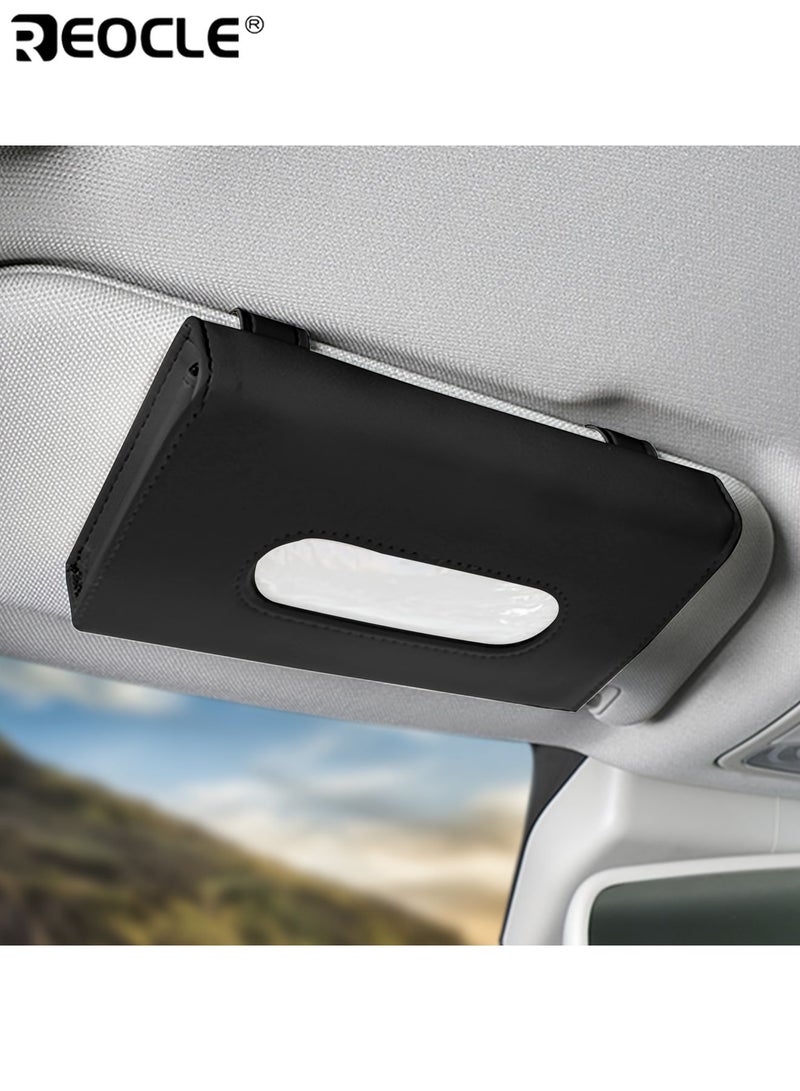 REOCLE Paper Organizer for Sun Visor Car Tissue Box with Magic Strips Easy to Dispense and Install  Durable PU Leather Material The Interior Aesthetics Essential for Various Vehicle Types - Image 3