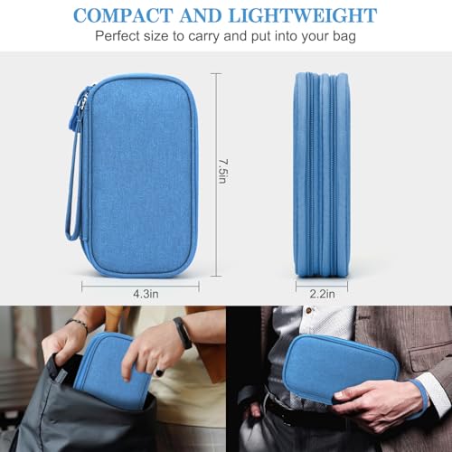 FYY Electronic Organizer, Travel Organizer Bag Pouch, Electronic Accessories Carry Case, Portable Waterproof Double Layers All-in-One Storage Bag for Cable, Cord, Charger, Phone, Earphone, Cyan - Image 2