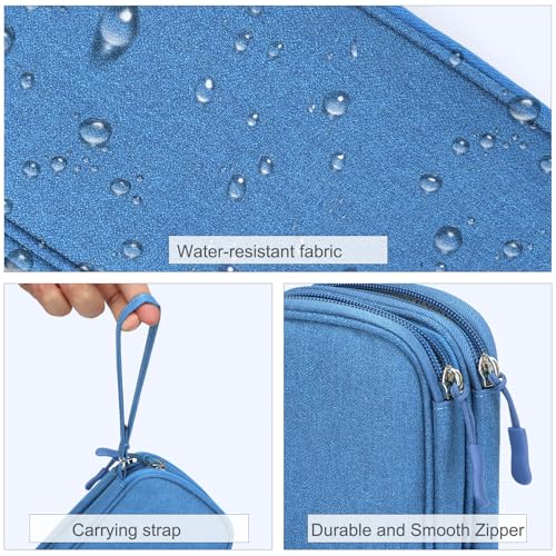 FYY Electronic Organizer, Travel Organizer Bag Pouch, Electronic Accessories Carry Case, Portable Waterproof Double Layers All-in-One Storage Bag for Cable, Cord, Charger, Phone, Earphone, Cyan - Image 4