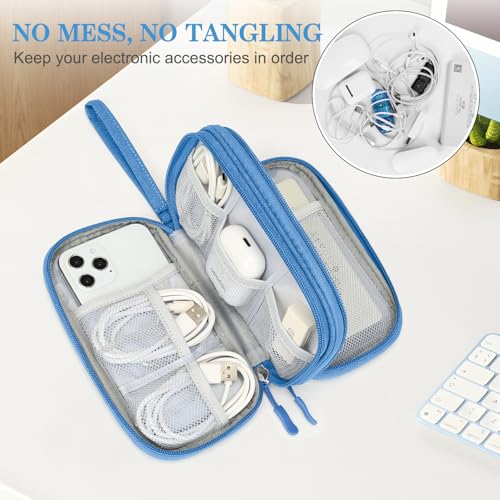 FYY Electronic Organizer, Travel Organizer Bag Pouch, Electronic Accessories Carry Case, Portable Waterproof Double Layers All-in-One Storage Bag for Cable, Cord, Charger, Phone, Earphone, Cyan - Image 5