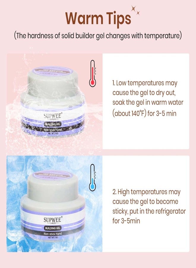 SUPWEE Solid Builder Gel for Nails, Clear White Pink Hard Gel for 3D Nail Art Sculpting with UV Lamp & Chrome Powder for Home DIY Salon, 18g (0.63oz) - Image 3