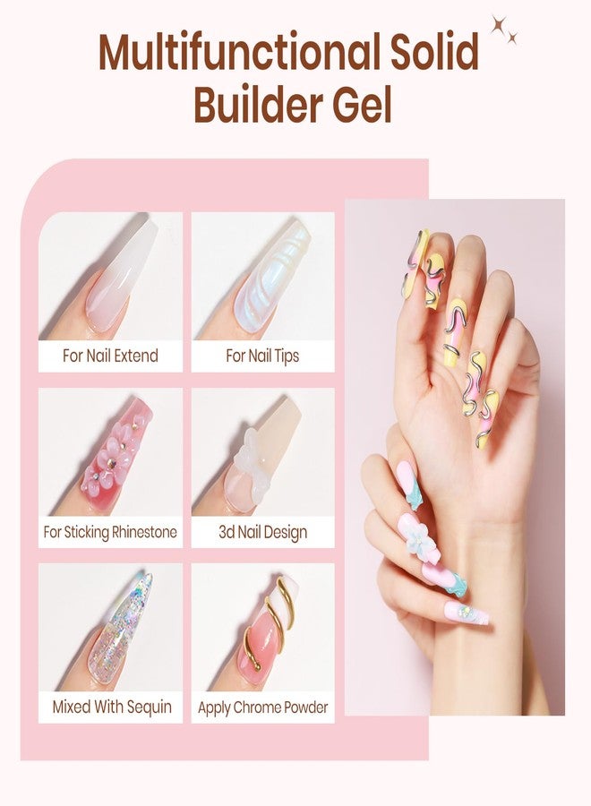 SUPWEE Solid Builder Gel for Nails, Clear White Pink Hard Gel for 3D Nail Art Sculpting with UV Lamp & Chrome Powder for Home DIY Salon, 18g (0.63oz) - Image 4