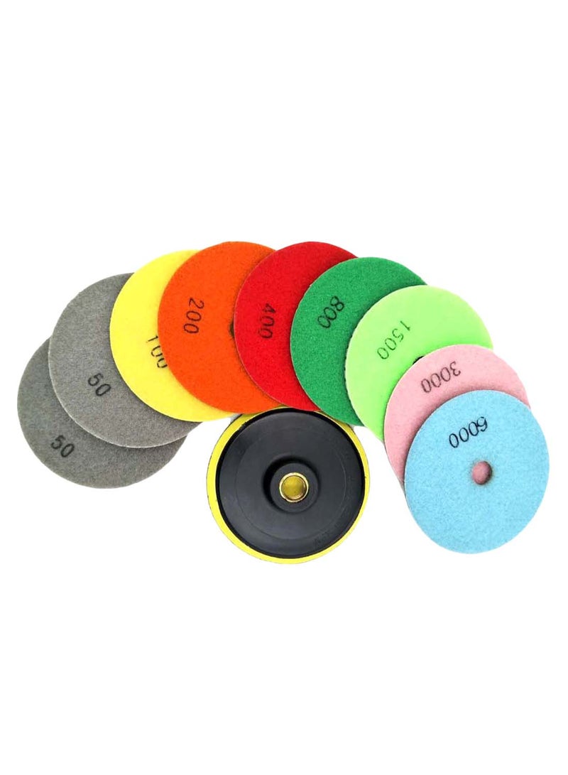 10-Piece Diamond Marble Polishing Pad Set Multicolour 4inch - Image 1