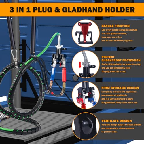 XaXmTee 15 FT Semi Truck Air Lines Kit with 2 Pcs Tender Spring Kit and Glad Hands with Gladhand Holder & Handles 3IN1 Trailer Cord and Air Hoses Kit for Truck Trailer Tractor - Image 2