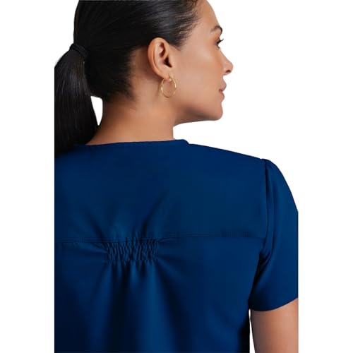 Barco Grey's Anatomy Women's Two Pocket V-Neck Scrub Top with Shirring Back, Indigo, X-Large - Image 5