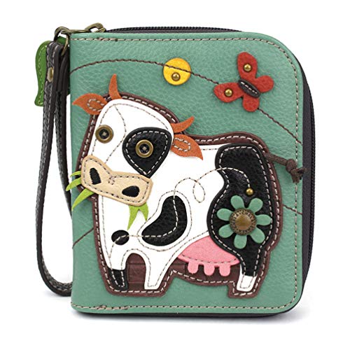CHALA Zip Around Wallet, Wristlet, 8 Credit Card Slots, Sturdy Pu Leather - Cow - Teal - Image 5