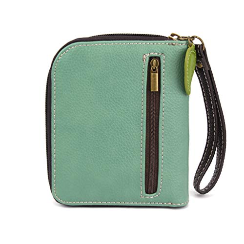 CHALA Zip Around Wallet, Wristlet, 8 Credit Card Slots, Sturdy Pu Leather - Cow - Teal - Image 2