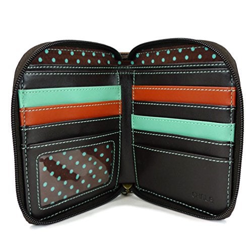 CHALA Zip Around Wallet, Wristlet, 8 Credit Card Slots, Sturdy Pu Leather - Cow - Teal - Image 3