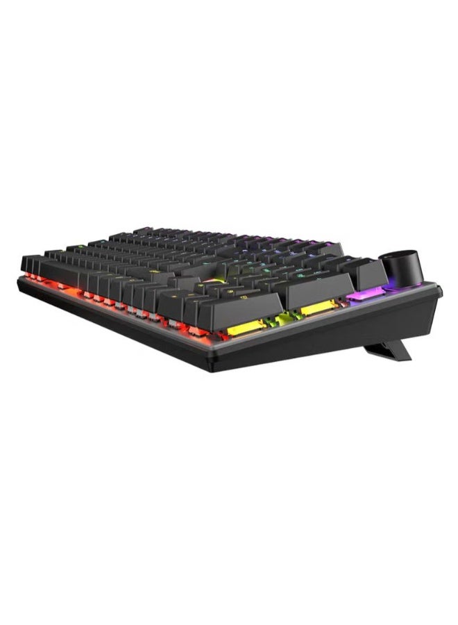 ميشين لوحة مفاتيح الألعاب الميكانيكية MK009PRO بإضاءة خلفية RGB - مفاتيح حمراء قابلة للاستبدال السريع، منفذ USB سلكي، حجم كامل للكمبيوتر، إعداد عالي الأداء للاعبين - Image 2