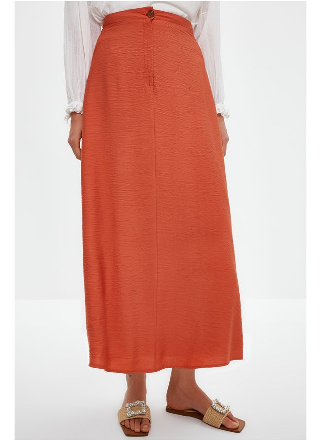trendyol Cinnamon Normal Waist Woven Linen Look Skirt TCTSS21ET0539  - Image 4