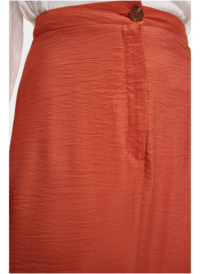 trendyol Cinnamon Normal Waist Woven Linen Look Skirt TCTSS21ET0539  - Image 5