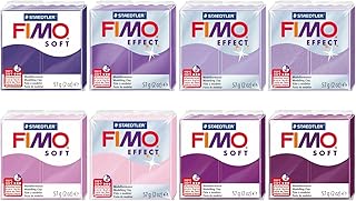 Fimo FIMO Soft & Effect Polymer Oven Modelling Clay - 57g - Set of 8 - Purple Tones - Image 1