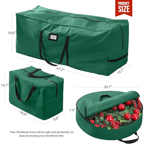 KPX 3 Pack Christmas Tree Storage Bag, for 7.5 Ft Artificial Trees up, Durable Waterproof With Reinforced Carrying Handles, Xmas Holiday Garland Bag Storage Case (7.5 Ft, Green) - Image 3