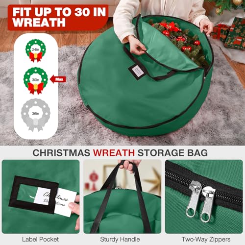 KPX 3 Pack Christmas Tree Storage Bag, for 7.5 Ft Artificial Trees up, Durable Waterproof With Reinforced Carrying Handles, Xmas Holiday Garland Bag Storage Case (7.5 Ft, Green) - Image 5