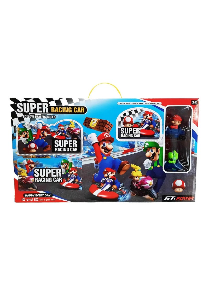 سوبر ماريو لعبة سباق سيارات للأطفال مع مسار كبير و25 قطعة – تصميم مستوحى من عالم الشخصيات الكرتونية، ألوان متعددة - Image 1