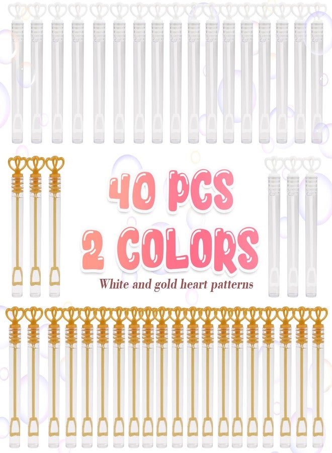 LOKIPA 40PCS Wedding Bubbles Wands Bulk, Mini Bubble Party Favors White and Gold Heart Bubble Wands for Guest Anniversary Supplies Valentines Day Party Decoration Supply - Image 2