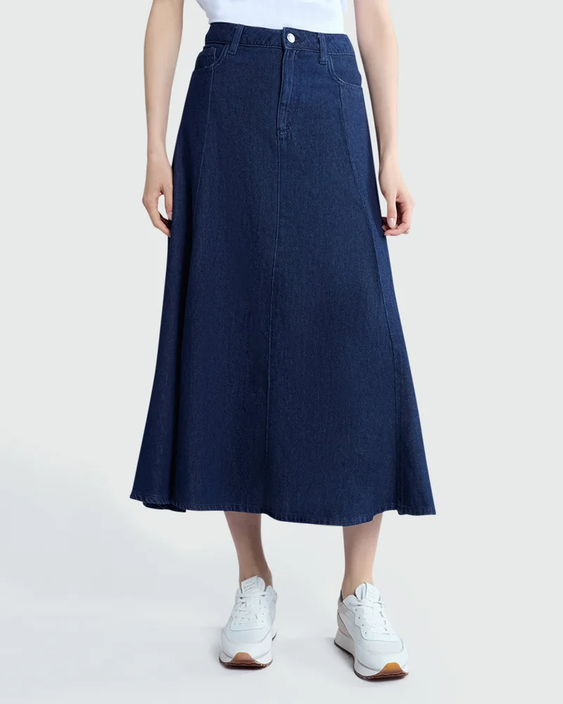 Ovs Dark Blue Denim Full Skirt By OVS