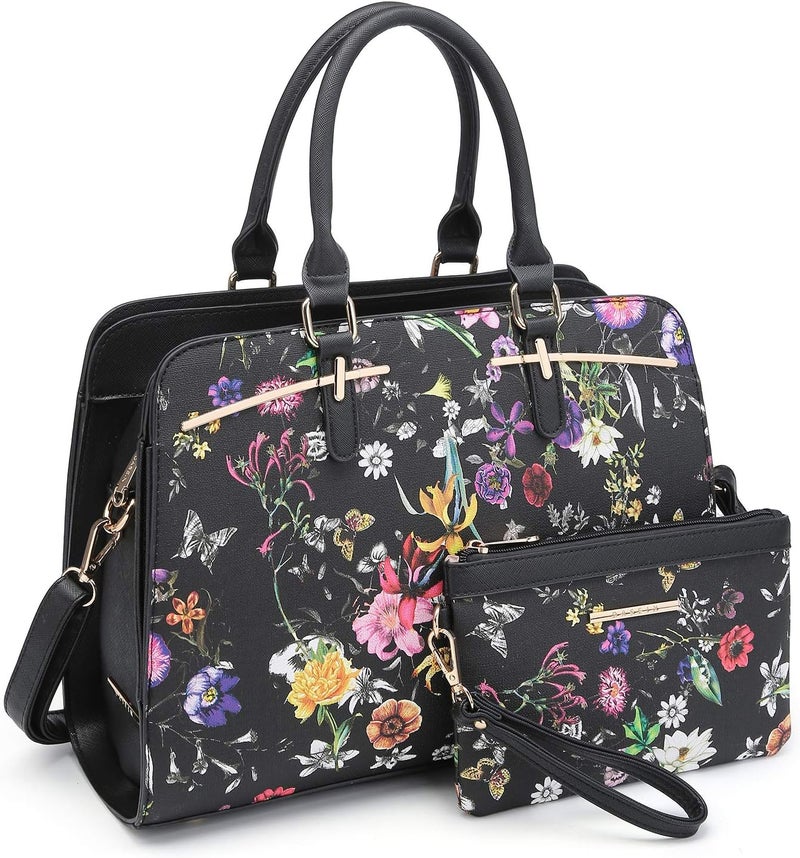 DASEIN Women Handbag Wallet Tote Shoulder Hobo Bag Top Handle Satchel Purse Set 2pcs with 3 Compartments - Image 1