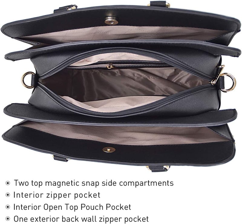 DASEIN Women Handbag Wallet Tote Shoulder Hobo Bag Top Handle Satchel Purse Set 2pcs with 3 Compartments - Image 3