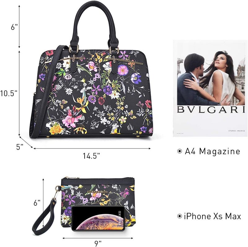 DASEIN Women Handbag Wallet Tote Shoulder Hobo Bag Top Handle Satchel Purse Set 2pcs with 3 Compartments - Image 4