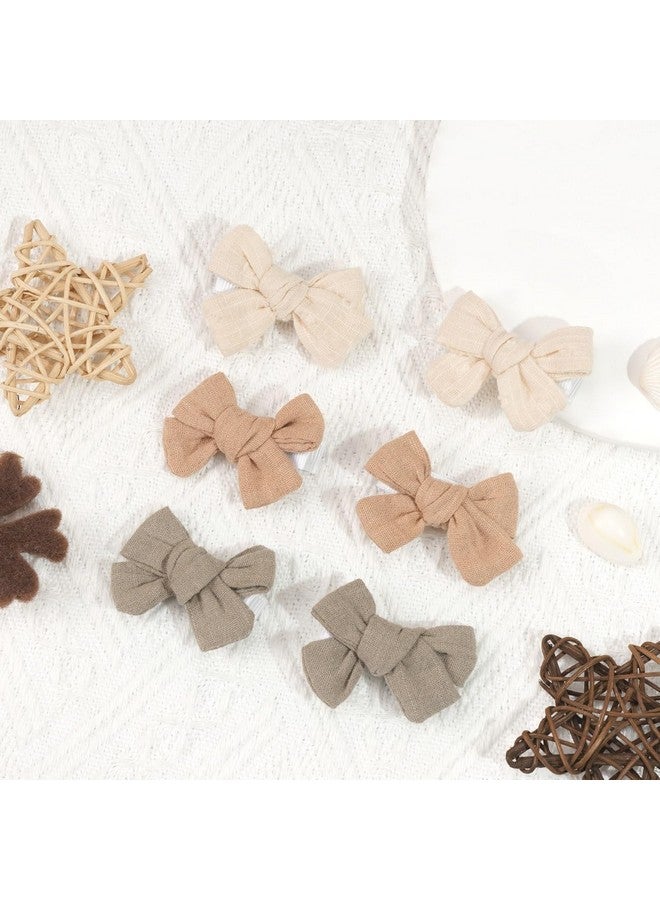 CÉLLOT 10 Pieces 2inch Girls Hair Bows Linen Fabric Bows Alligator Clips Hair Accessories for Baby Toddlers and Infants（5 Pairs Khaki Mini Bow） - Image 4