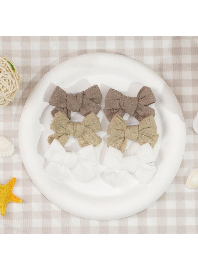 CÉLLOT 10 Pieces 2inch Girls Hair Bows Linen Fabric Bows Alligator Clips Hair Accessories for Baby Toddlers and Infants（5 Pairs Khaki Mini Bow） - Image 5