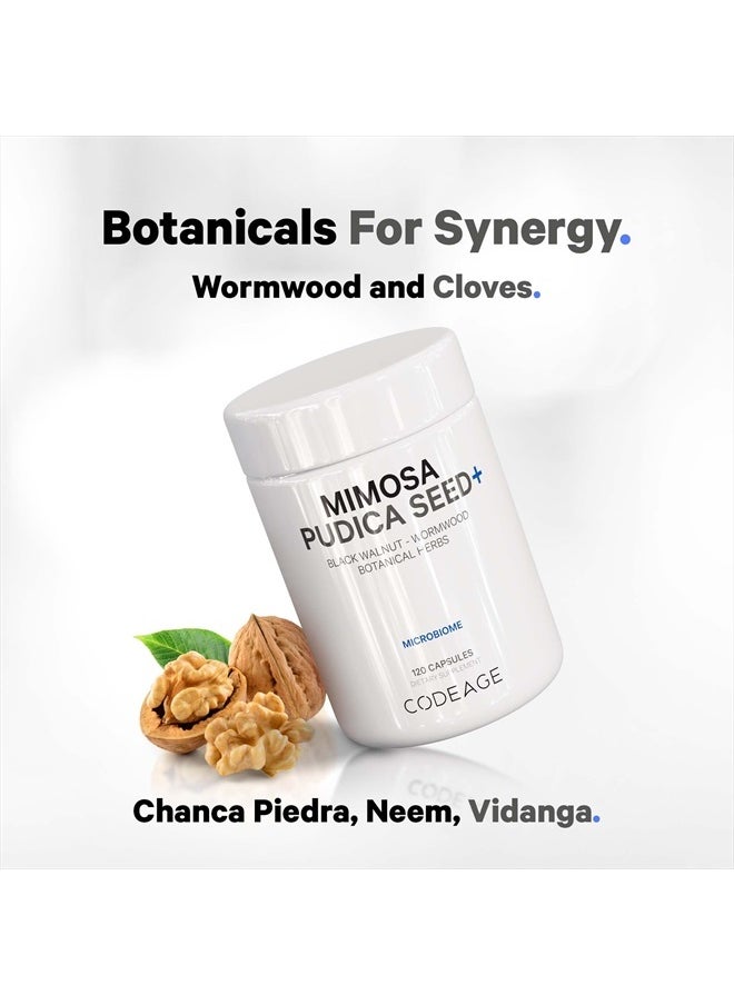 Codeage - Organic Mimosa Pudica Seed Capsules - Mimosa Pudica Seeds Supplement - Black Walnut, Cloves, Vidanga, Neem, BioPerine - All in One - Sensitive Plant Pills - Non-GMO & Vegan - 120 Capsules - Image 1