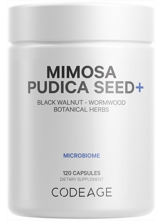 Codeage - Organic Mimosa Pudica Seed Capsules - Mimosa Pudica Seeds Supplement - Black Walnut, Cloves, Vidanga, Neem, BioPerine - All in One - Sensitive Plant Pills - Non-GMO & Vegan - 120 Capsules - Image 1