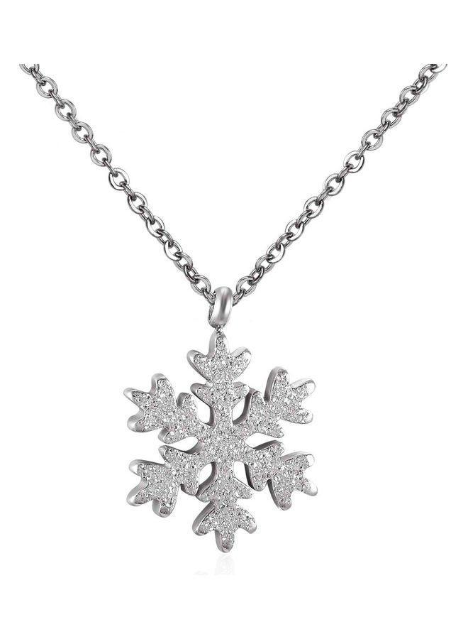 AIWANTO Snowflake Design Pendant Chain Necklace - Image 1